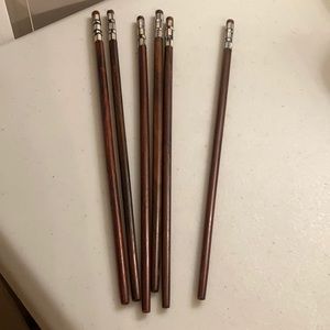 Set of 6 dark brown wooden mother pearl chopsticks